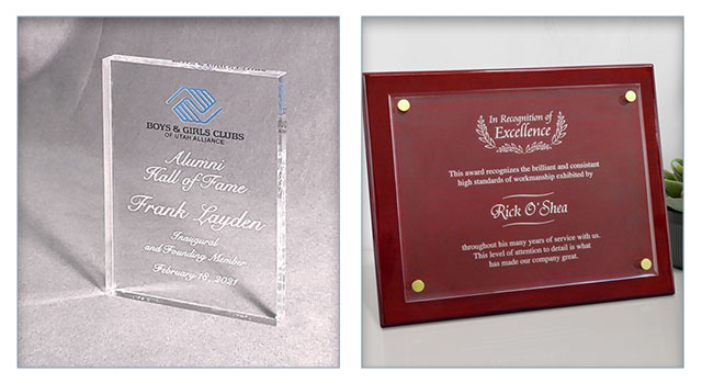 Premium award plaques for special occasions.