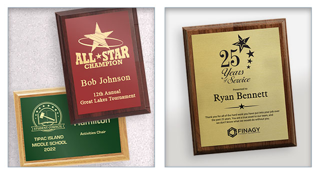 Value and standard award plaques.