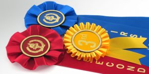 rosette ribbons are available in stock titles or personalized titles