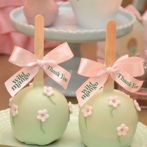 Ribbon bows on cake pops.